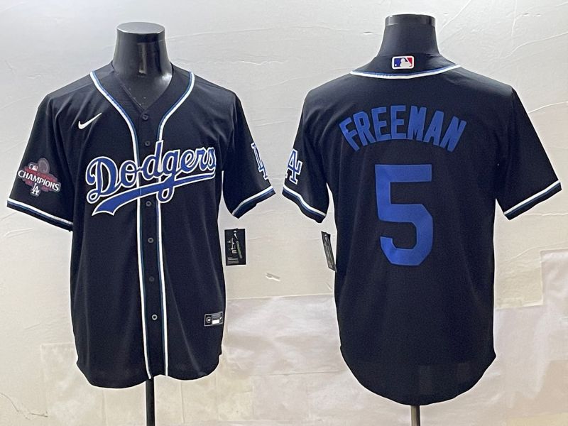 Men 2025 Los Angeles Dodgers 5 Freeman Black Three generations Fashion Nike MLB Jersey style 11